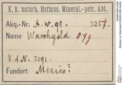 Etiketten zu Waschgold (NHMW-MIN-Aw98)